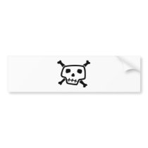 Skull And Crossbones Cartoon Bumper Sticker