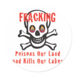 skull and crossbones fracking warning sticker