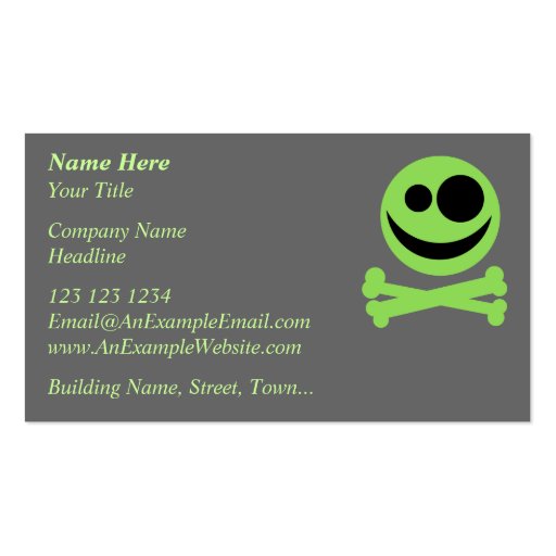 Skull and Crossbones. Green and Black. Business Cards (front side)