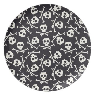 Skull and Crossbones Halloween Plate