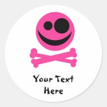 Skull and Crossbones. Hot Pink and Black. Sticker