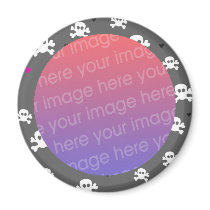 skull and crossbones on grey magnets