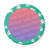 skull and crossbones on teal magnets