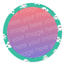 skull and crossbones on teal stickers