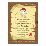 Skull and Crossbones Pirate Treasure Map Birthday Invitation