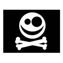 Skull and Crossbones. White and Black. Postcards