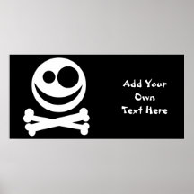 Skull and Crossbones. White and Black. Poster