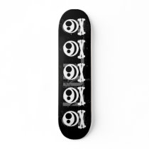 Skull and Crossbones. White and Black. Skateboard