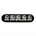 Skull and Crossbones. White and Black. Skateboard
