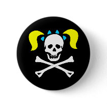 Skull and Crossbones With Pigtails Pins