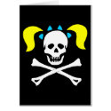 Skull and Crossbones With Pigtails cards