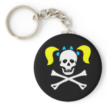 Skull and Crossbones With Pigtails Key Chains