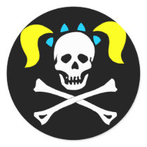 Skull and Crossbones With Pigtails stickers by SCUBA_Dive_TShirts Skull and Crossbones With Pigtails stickers
