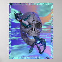skull, dragon, eastern, dragons, chinese, china, japanese, japan, fantasy, art, oriental, orient, ancient, east, realism, twisted, skeleton, fantasies, medieval, mystic, mysical, magic, magical, dark, scary, scare, skies, sky, nature, animals, creature, creatures, skulls, skeletons, Poster with custom graphic design