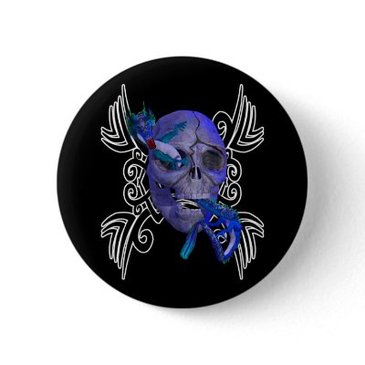 Skull and Dragon Tattoo Button by DragonCat