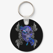 Skull and Dragon Tattoo Keychain