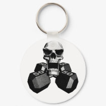 Skull and Dumbbells keychains