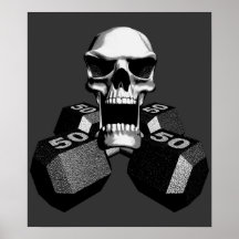 Skull and Dumbbells Poster