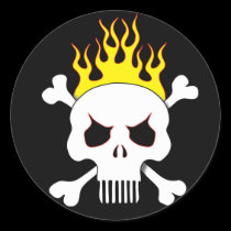 Skull and flames stickers
