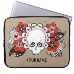 Skull and Flowers Drawing Laptop Case Template Computer Sleeve