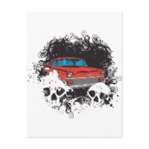Skull and Muscle Car postcards