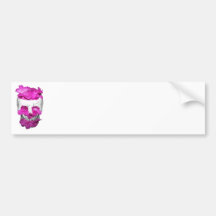 Skull and Pink Flowers Bumper Stickers