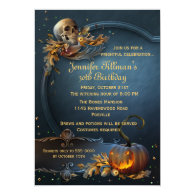 Skull and Pumpkin Halloween Birthday Party 5x7 Paper Invitation Card