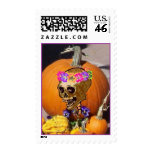 Skull and Pumpkin Halloween Stamp
