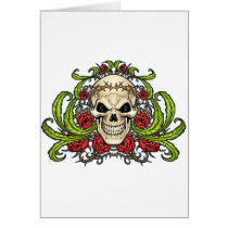 skull, skulls, rose, roses, thorn, thorns, red, green, symmetrical, design, art, al rio, vampires, Card with custom graphic design