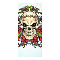 skull, skulls, rose, roses, thorn, thorns, red, green, symmetrical, design, al rio, Invitation med brugerdefineret grafisk design