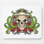 Skull and Roses with Crown Of Thorns by Al Rio Mousepads