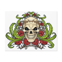 Skull and Roses with Crown Of Thorns by Al Rio postcards by AlRioArt Skull and Roses with Crown Of Thorns by Al Rio postcards
