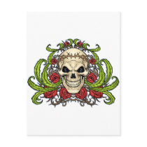 Skull and Roses with Crown Of Thorns by Al Rio postcards
