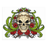 Skull and Roses with Crown Of Thorns by Al Rio Post Card