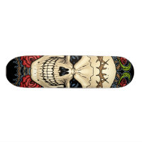 Skull and Roses with Crown Of Thorns by Al Rio Skateboard
