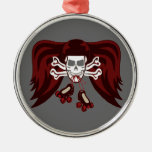 skull and skates christmas tree ornament