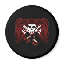 skull and skates refrigerator magnet