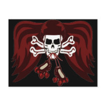 skull and skates post card