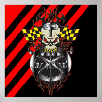 Skull Auto Racing Print and Poster posters