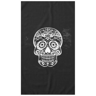 Skull,black and white 04 tablecloth