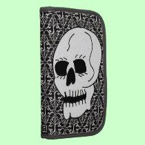 Skull Black White Damask Scrolls planners