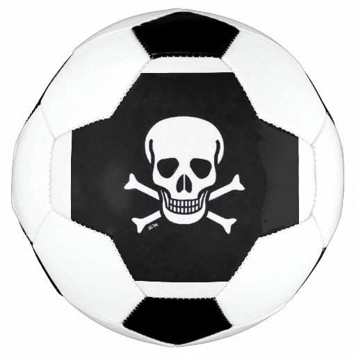 Skull & Bones Black soccer ball Zazzle