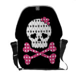 Skull & Bones Fleur-de-lis Pink Polka Dot Commuter Bags