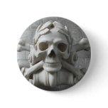 Skull Bones Pirate Skeleton Grey Stone Floor Badge buttons