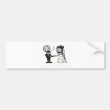Skull Bridal Couple Bumper Stickers