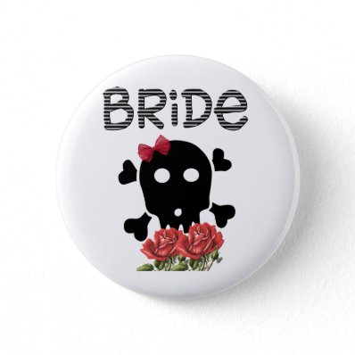 Skull Bride Pinback Buttons