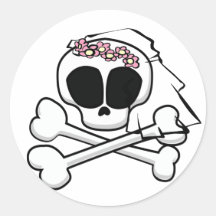 Skull Bride Gifts Round Stickers