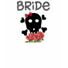 ladies_fitted_spaghetti - Cool skeleton bride design for hip brides,Gothic Brides or Halloween brides.  This skull has a red bow and red flowers and the word bride in black and white.