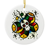 Skull Butterfly Watercolor Ornament