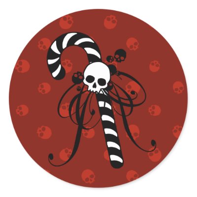 Skull Candy Cane stickers